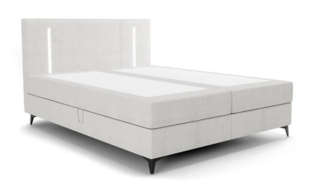 Boxspringbett Norco 140x200 grau Esche stilvolles Bett mit Stauraum Box Beleuchtung im Kopfteil fügt eine einzigartige Note