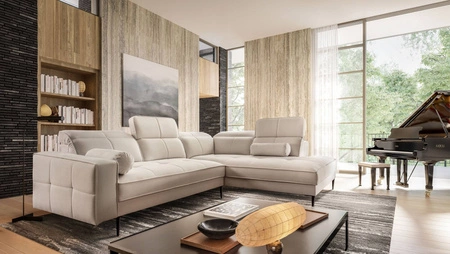 Ecksofa Samos beige rechts Ecke modernes Design schlichtes und stilvolles Design passend zu jeder Inneneinrichtung verstellbare Kopfstützen