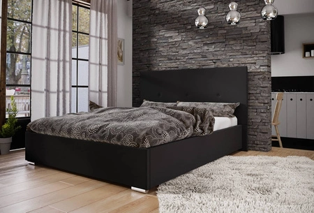 Burgos gepolstertes Bett 160x200 schwarz mit modernem Kopfteil ideal für Schlafzimmer