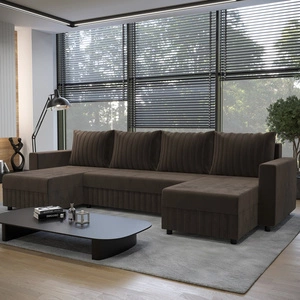 Ecksofa mit Schlaffunktion Pasco U braun klassisches Design geschmackvoller Korpus mit garantierter Funktionalität und Komfort weicher Stoff