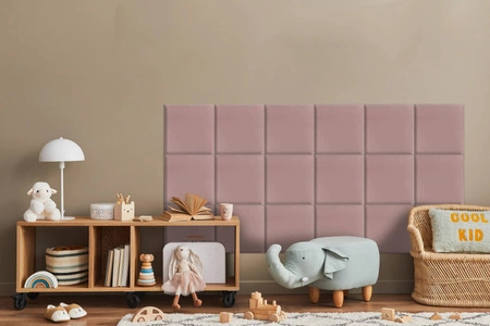 Gepolstertes Paneel Quadra 30x30 cm rosa stilvolles Wandpaneel quadratischer Veloursstoff modisches Finish für jede Einrichtung