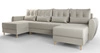 Ecksofa mit Schlaffunktion Rovigo U creme elegantes Ecksofa in skandinavischer Form mit garantiertem Komfort großes Bettzeugfach