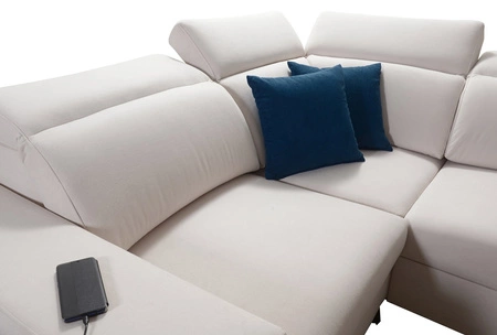 Ecksofa mit Schlaffunktion Kelly Sleek X graphit links extrem elegantes Ecksofa für Wohnzimmer mit verstellbaren Kopfstützen