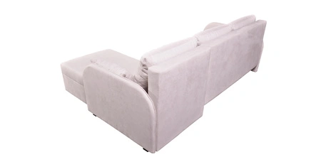 Ecksofa mit Schlaffunktion Orsa beige universal Ecksofa mit interessantem Design strapazierfähiger Veloursstoff