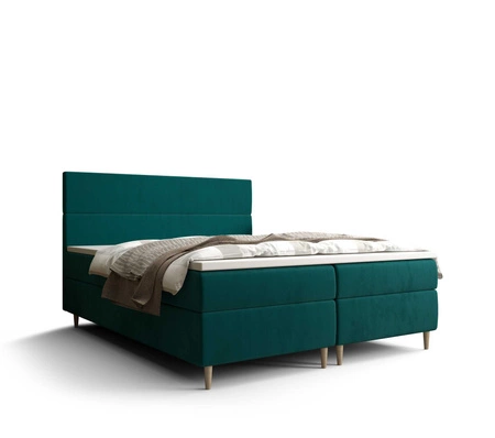 Boxspringbett Bing 140x200 türkis im modernen skandinavischen Stil mit markantem Kopfteil