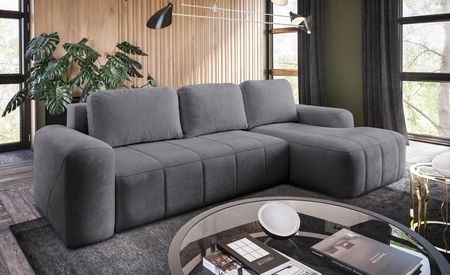 Ecksofa mit Schlaffunktion Bovec grau rechte Seite stilvolles Ecksofa mit ergonomischer Form hydrophobem Stoff