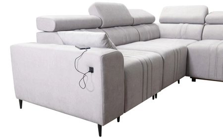 Ecksofa mit Schlaffunktion Castel III blau links Ecksofa mit zwei Bettkästen verstellbare Kopfstützen