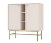 Kioto III Kommode 100 cm beige modernes Design praktische Einlegeböden goldene Griffe Metallrahmen