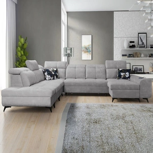 Ecksofa mit Schlaffunktion Buffalo X grau Esche rechts funktionelles und bequemes Ecksofa für ein Zimmer mit Bettzeugcontainern