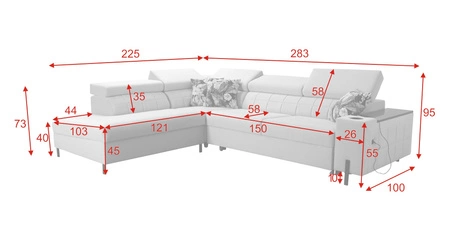 Ecksofa mit Schlaffunktion Belvi III schwarz links bequemes und elegantes Ecksofa für das Wohnzimmer mit praktischem Stauraum an der Seite