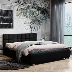 Polsterbett Nessa 140x200 schwarz stilvolles Bett mit Bettzeugablage komfortables Kopfteil begeistert durch sein elegantes Design
