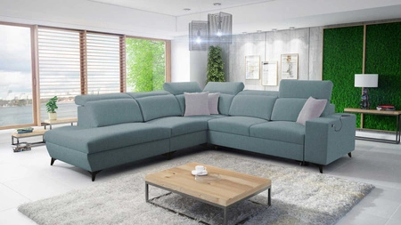 Ecksofa mit Schlaffunktion Kelly Sleek IX arctic blau linkes bequemen Armlehnen und verstellbaren Kopfstützen