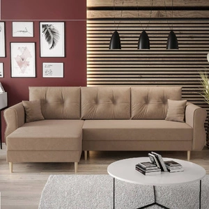 Ecksofa mit Schlaffunktion Wilkins hellbraun linke Seite stilvolles und modernes Design, das sich in jede Einrichtung einfügt