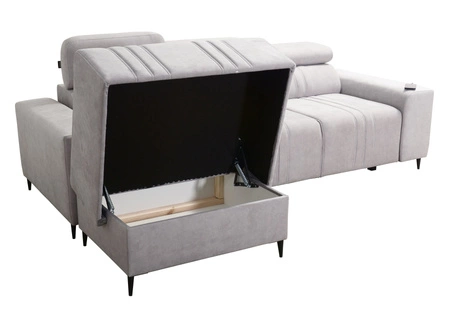 Ecksofa mit Schlaffunktion Castel rosa links komfortables und stilvolles Ecksofa mit Bettzeugcontainer