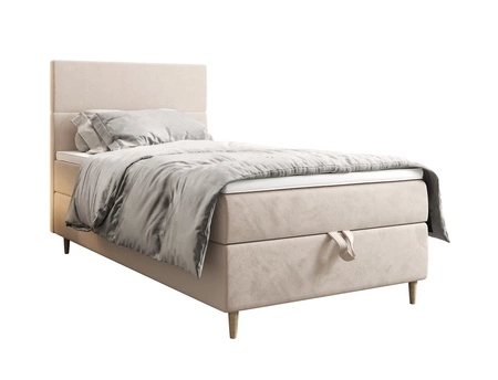Boxspringbett Bing 120x200 beige im modernen skandinavischen Stil mit gepolstertem Kopfteil Bett mit Staukasten