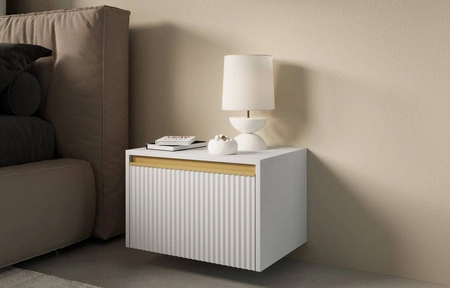 Imperial Nachttisch mit Schublade weiß mit Hängeoption modischer Schlafzimmerschrank mit eleganter gefräster Front