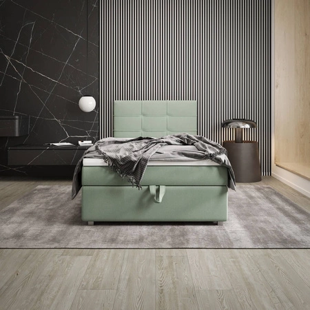 Boxspringbett Fresno 100x200 mintgrün im modernen skandinavischen Stil mit gepolstertem Kopfteil Bett mit Staukasten