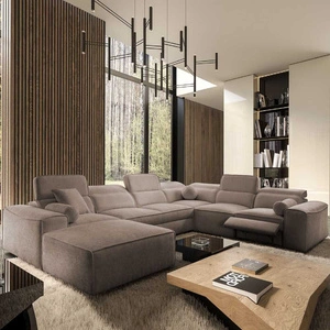 Ecksofa mit Schlaffunktion Viano VIII Lux hellbraun links Design-Ecksofa mit ausziehbarem Fußteil Bettzeug-Container