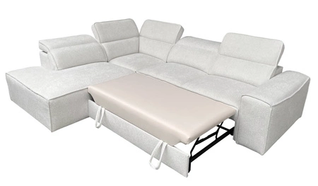 Ecksofa mit Schlaffunktion Viano VII creme links modisches und stilvolles Ecksofa mit verstellbaren Kopfstützen Zierkissen