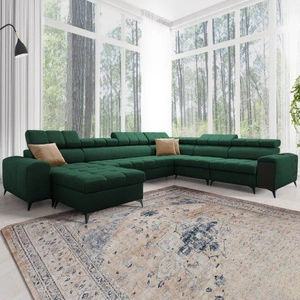Ecksofa mit Schlaffunktion Bolmso VIII grün links elegantes und bequemes Ecksofa mit Schublade ideal für geräumige Innenräume