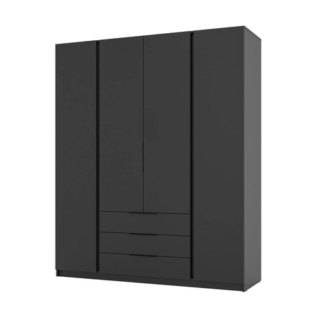 Kastano Kleiderschrank 200 cm schwarz stilvolles Design Metallkantengriffe idealer Kleiderschrank für Schlafzimmer geräumige Schubladen
