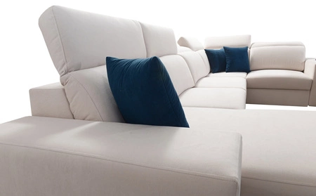 Ecksofa mit Schlaffunktion Kelly IV Indisch rosa links Samt bequemes Ecksofa verstellbare Kopfstützen seitlich mit Lamellen eingefasst