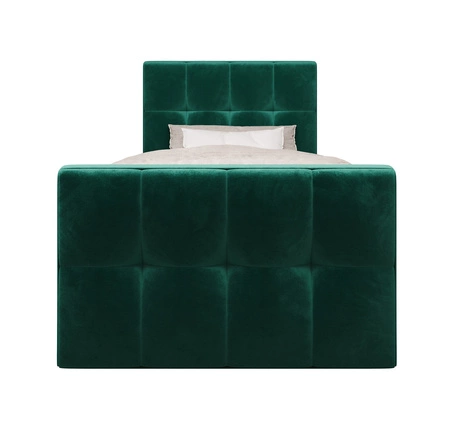 Boxspringbett Manhattan 90x200 flaschengrün Bett im modernen skandinavischen Stil mit gepolstertem Kopfteil und Fußteil Bett mit Staukasten