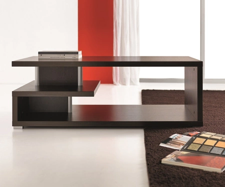 Couchtisch Ödipus 68 cm Kastanie Wenge modernes Möbeldesign Die Kanten des Couchtisches sind mit einem speziellen Furnier versehen