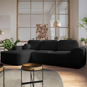 Ecksofa mit Schlaffunktion Arbon schwarz links modernes Eckdesign mit markanter Form weicher Stoff