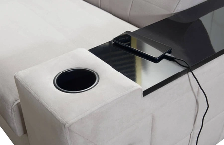 Ecksofa mit Schlaffunktion Belvi III grau links komfortables und elegantes Ecksofa für das Wohnzimmer mit praktischem Stauraum an der Seite