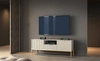 TV Schrank Lovro 154 cm beige modernes Design wird Liebhaber von ausdrucksstarken Interieurs begeistern goldene Metall-Accessoires
