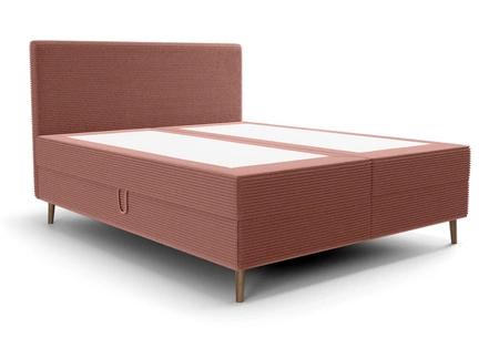 Boxspringbett Totti 140x200 Indisch rosa stilvolles Bett mit Bettzeug Lagerung dreidimensionalen Stoff mit ausdrucksstarken Streifen