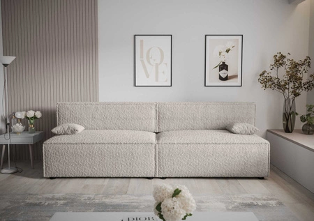 Brandon XL Schlafsofa creme modernes Design und breiter Funktionsstoff mit markanter Schlingenoberfläche