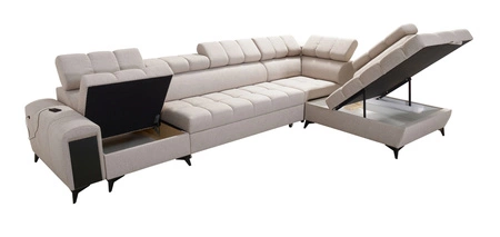 Ecksofa mit Schlaffunktion Bolmso XI braun rechts stilvolles Design Ecksofa Bett mit Schublade und Bettzeug Container
