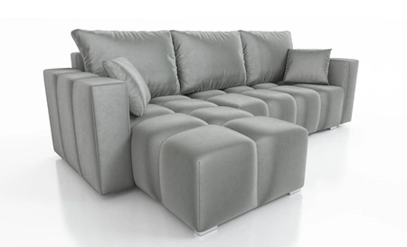 Ecksofa mit Schlaffunktion Linco hellgrau Universal Ecksofa mit modernem Design aus weichem Samtstoff