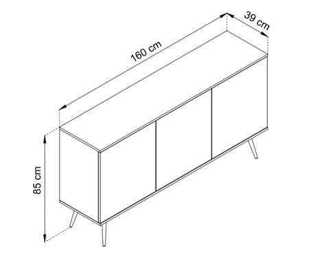 Kommode Luxury 160 cm weiß elegantes Design Korpus mit goldenen trim Kommode auf hohen Metallbeinen unterstützt