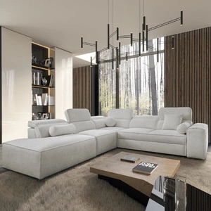 Ecksofa mit Schlaffunktion Viano IX grau Esche links stilvolles Ecksofa mit Bettzeugcontainer ideales Möbelstück für ein großes Wohnzimmer