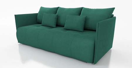 Sofa mit Schlaffunktion Selva Flaschen grün Funktionssofa mit Bettzeugbehälter aus bequemem Plüschstoff
