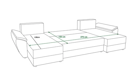 Ecksofa mit Schlaffunktion Fogu U II Honig-Gelb bequemes Ecksofa mit bequemen Armlehnen interessanter Designcontainer für Bettzeug