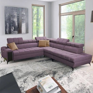 Ecksofa mit Schlaffunktion Bolmso IX lila rechte Seite bequemes stilvolles Ecksofa für Wohnzimmer mit Schublade Bettzeug Container