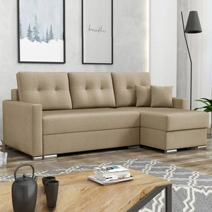 Ecksofa mit Schlaffunktion Neron beige rechte Seite garantiert höchsten Komfort und Funktionalität