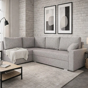 Ecksofa mit Schlaffunktion Nofi dunkelbeige links modernes Design ein schlichter und stilvoller Korpus, der in jede Einrichtung passt