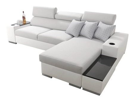 Ecksofa mit Schlaffunktion Provo bottle green / white rechtes Ecksofa mit Bettzeugablage und Funktionserweiterung