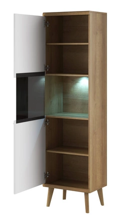 Primo Hängeschrank Eiche Riviera / weiß modernes Design Kante mit Spezialfurnier eingefasst Sicherheitsglas gehärtet