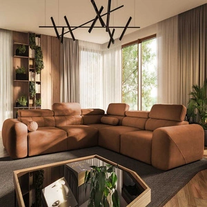 Ecksofa mit Schlaffunktion Cantare III ziegelrot rechte Ecke bequemes und stilvolles Ecksofa für das Wohnzimmer zwei Container für Bettzeug