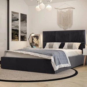 Polsterbett Hestia 160x200 mit Stauraum Graphit moderner skandinavischer Stil mit bequemem Kopfteil