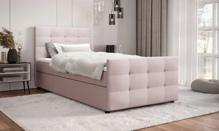 Boxspringbett Kansas 120x200 puderrosa Bett im modernen skandinavischen Stil mit gepolstertem Kopf- und Fußteil