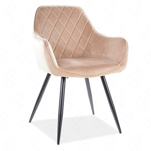 Line gepolsterter Stuhl beige moderner und funktioneller Eimerstuhl mit Metallbeinen