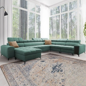 Ecksofa mit Schlaffunktion Bolmso VIII mintgrün links elegantes und bequemes Ecksofa mit Schublade ideal für geräumige Innenräume