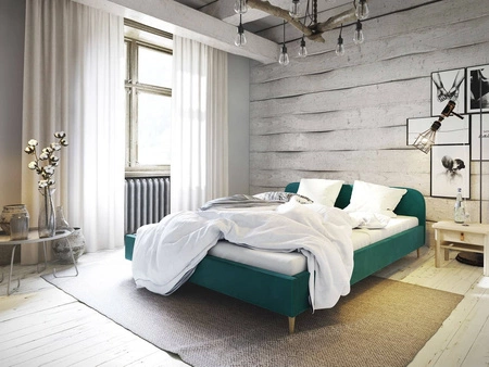 Ivrea 140x200 türkis gepolstertes Bett mit Kopfteil im modernen Stil ideal für Schlafzimmer